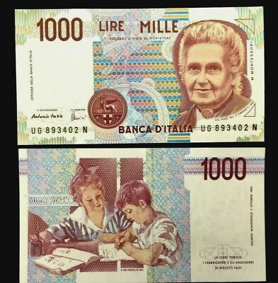 #ad Historical Authentic Italy 1000 Lire 1990 October 3 UNC Brand New 1 Bill $7.99