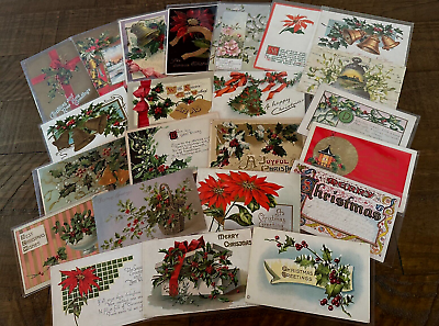 #ad Lot of 22 Antique Christmas Vintage Postcards Early 1900#x27;s in Sleeves h798 $19.95