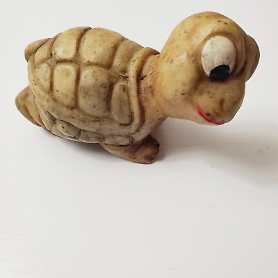 #ad Vintage Resin Hand Painted Turtle Figurine Big Eyes Small Tiny 2quot; Long $8.99