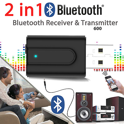#ad 2in1 Bluetooth Wireless AUX 3.5mm Jack Audio Receiver Transmitter Car Home Phone $10.40