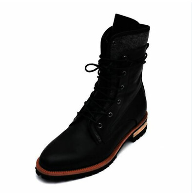 #ad Handmade Men#x27;s Black Military Style Boots Men Black Biker Boots $189.99