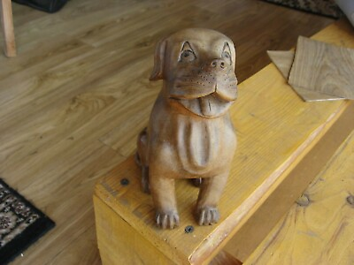 #ad Vintage Carved Wood Bulldog Handmade $45.00