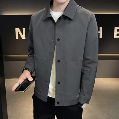 #ad New Spring Fall Men#x27;s Cargo Jacket Casual Lapel Coat Solid Fashion Outwear Gift $30.31