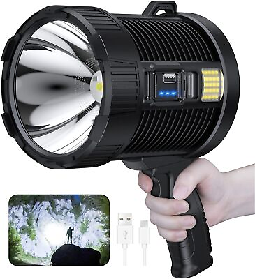 #ad 9999999999LM Solar USB Rechargeable LED Spotlight Flashlight Searchlight Bright $20.33