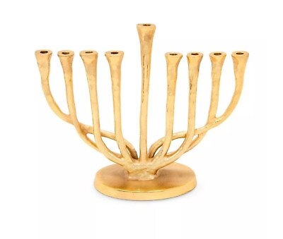 #ad Classic Touch Gold Brass Menorah 9.75quot; x 8quot; $39.99