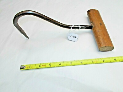 #ad Multi Use Hay Cotton Log Bale Hook Farm Vtg Steel Hook amp; Wood Handle $32.78