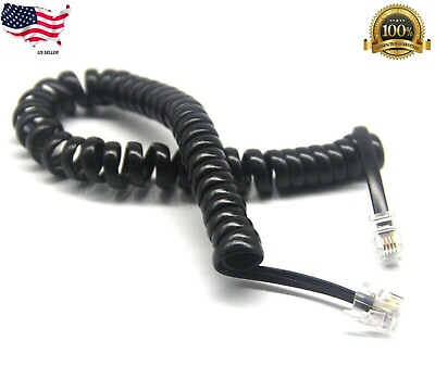 #ad 5 ft Telephone Handset Receiver Cord Phone Curly Coil Cable 4P4C RJ22 Black $3.49