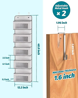 #ad 6 Tier Over the Door Pantry Organizer Adjustable Hanging Storage Baskets window $19.75