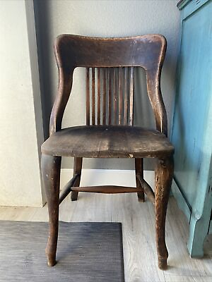 #ad Vintage Antique Sikes Co Inc. Solid Wood Office Bankers Chair $99.00