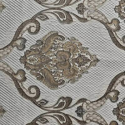 #ad Damask on TAUPE Renaissance Jacquard Upholstery drapery fabric by the yard $29.99