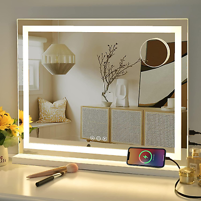 #ad Vanity Mirror with Lights 23quot; X 18quot; Makeup Mirror Large White $98.99