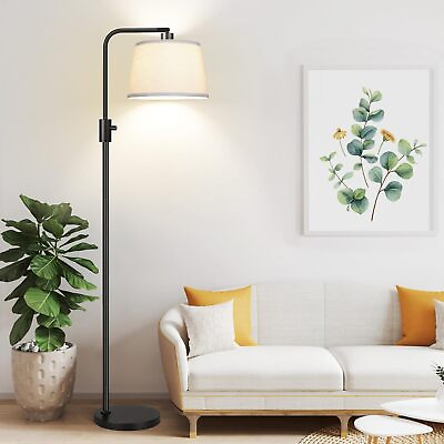 #ad Dimmable Floor Lamp 1000 Lumens LED Edison Bulb with Arc Floor Lamps Linen Shade $74.99