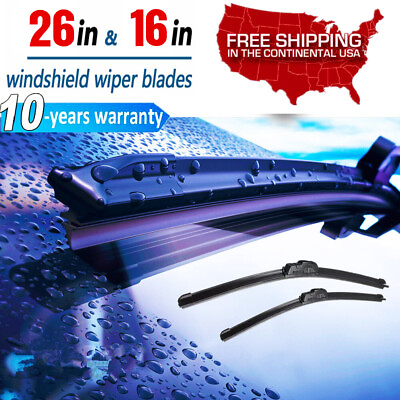 #ad 26quot; 16quot; Bracketless Windshield Wiper Blades Hybrid silicone J HOOK ALL SEASON $7.48