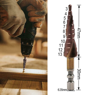 #ad M35 Step Drill Bit 3 13mm Hole Hex Shank Double Edge Deburring Stainless Steel $7.52