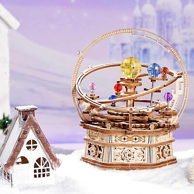 #ad ROKR Starry Night 3D Wooden Puzzles DIY Music Box Model Kits $32.99