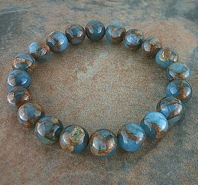 #ad Natural 8MM Lake Blue Gemstone Bracelet Men Women Healing Stone Chakra Jewelry $7.59