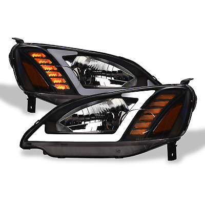 #ad Topline For 2001 2003 Civic 2D 4D Switchback Sequential LED Strip Headlights Blk $140.00