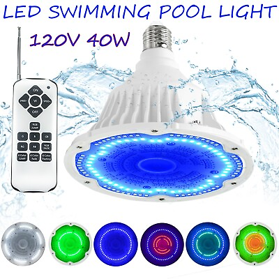 #ad LED Color Pool Light Bulb for in ground Pool. 120V RGBW Color Change US Ship $56.33