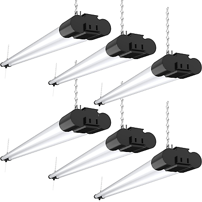 #ad Sunco 6 Pack LED Workshop Garage Black Shop Light 4FT Plug in Linkable Utility $100.95
