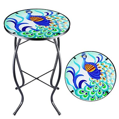 #ad Arbuxzuy Patio Side Table Outdoor Mosaic Table Accent Coffee Assorted Colors $38.05