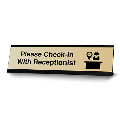 #ad Please Check In With Receptionist Desk Sign or Front Desk Counter Sign 2 x 8quot; $14.24