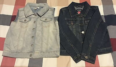 #ad Lot of 8 4T Girls Clothes Denim Jacket Jeans Long Sleeve Vest $19.99