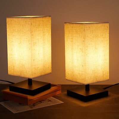 #ad Bedside Table Lamp Set of 2 Small Bedroom Lamps for Nightstand Desk Lamp wi... $41.51