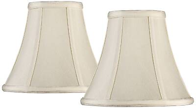 #ad Set of 2 Bell Lamp Shades Cream Small 4.5x9x8 Spider Harp and Finial Fitting $64.99