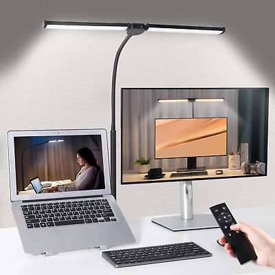 #ad Led Desk Lamp for Home Office Remote Control Desktop Light with Clamp Double H $37.88