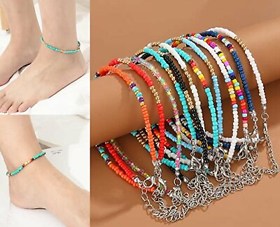 #ad Handmade Ankle Bracelet Women Fashion Beaded Adjustable Beach Anklet $4.09