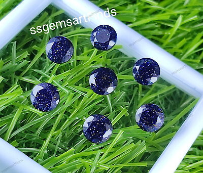 #ad Natural Blue Sandstone Faceted round Shape Loose Gemstone For Making Jewelry $11.40