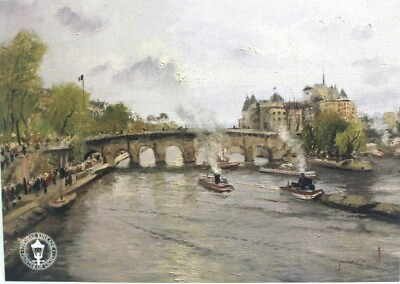 #ad Thomas Kinkade Art Postcard quot;River Seinequot; Lot of 10 Bridge Boat Steam Ship $12.98