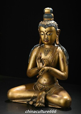 #ad 17quot; Tibet Bronze Gilt Painting Maitreya Kwan yin Guan Yin Goddess Buddha Statue $899.00