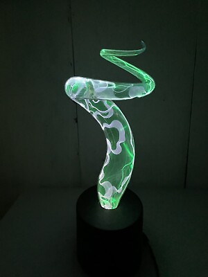 #ad Lumisource Electra Plasma Art Lamp Green Glass Twisted Swirl Light 16quot; Tall $90.00