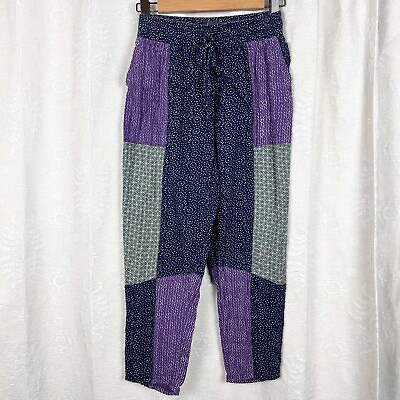#ad Saturday Sunday By Anthropologie Patchwork Lounge Pants purple gray cotton boho $28.00