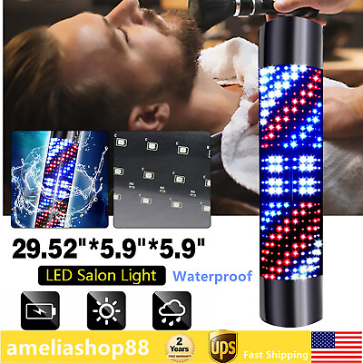 #ad LED Rotating Wall Light Barber Pole Waterproof Salon Barber Pole Shop Sign Light $23.75