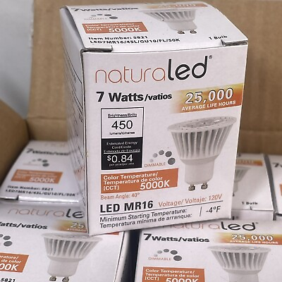 #ad 10 Pack NaturaLED LED MR16 120V Lightbulb 45L GU10 FL 50K Spot Lamp Bulb #5821 $29.99