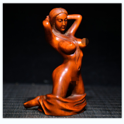 #ad Old Chinese Boxwood Wood Hand Carving Naked girl Beauty Statues Figurines $74.99