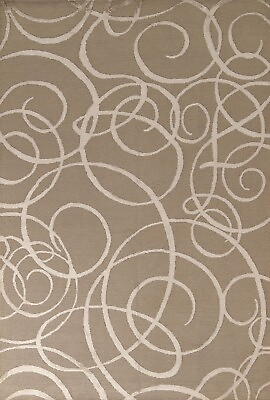 #ad Contemporary Brown Ivory Abstract Nepalese Modern Handmade Living Room Rug 6x9 $533.00