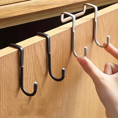 #ad Stainless Steel Hook Double S Shape Hook Free Punching Kitchen Bathroom Cabinet $7.56