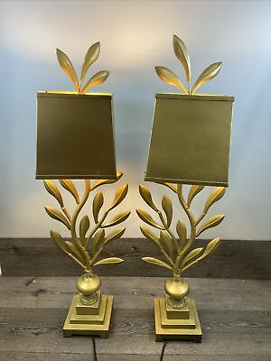 #ad Uttermost lighting Gold Metal Flower Bud Table Lamp Metal Shade 37” Set of 2 $341.10