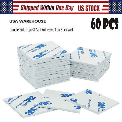 #ad NEW 60pcs Square Double Sided Foam Tape Strong Sticky Pad Mounting Adhesive Tape $4.99