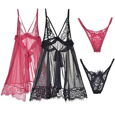 #ad Women#x27;s Sexy Lingerie Babydoll Sleepwear Underwear Lace Nightwear Dress G String $5.69