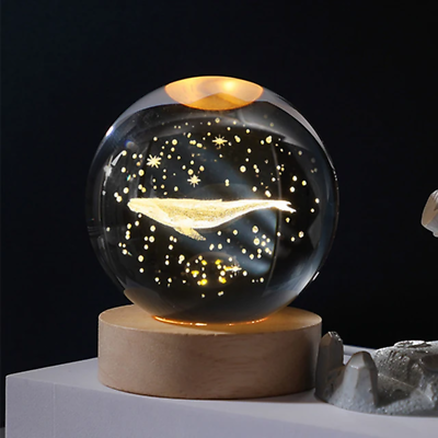#ad Crystal Ball Night Lights Glowing Planet Galaxy Astronaut 3D Moon Table Lamp USB $18.21