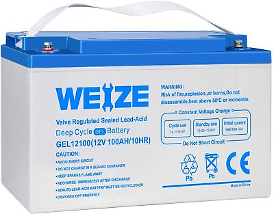 #ad #ad WEIZE 12V 100AH Deep Cycle Gel Battery Rechargeable for Solar Wind RV Camping $179.99