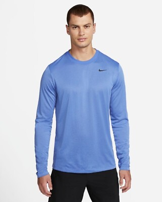 #ad Nike Men#x27;s Dri Fit LS Blue T Shirt Athletic Training Shirt 718837 493 $9.99