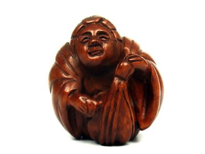 #ad Japanese Boxwood Hand Carved Netsuke Sculpture Lady Musician Holding Instrument $49.99