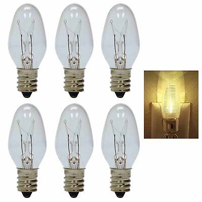#ad 6 Clear Night Light Bulbs 4 Watt Lighting 120V Lamp Candelabra Base Replacement $7.41