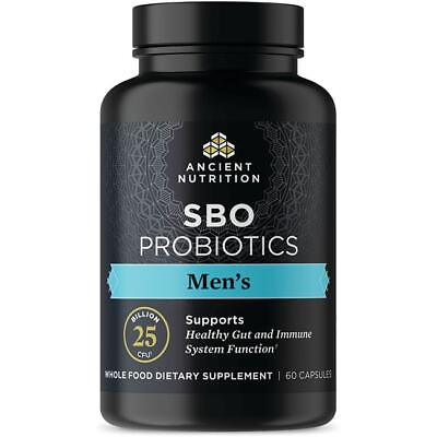 #ad Ancient Nutrition Sbo Probiotics Men#x27;s 25 Billion Cfu 60 Caps $48.43