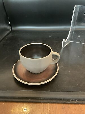 #ad Rosenthal Junto Stoneware Slate Brown Bronze Interior Cup And Saucer $28.00